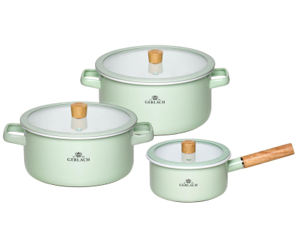 Garnek GERLACH Natur Enamel Kpl. garnków 6el. zielony